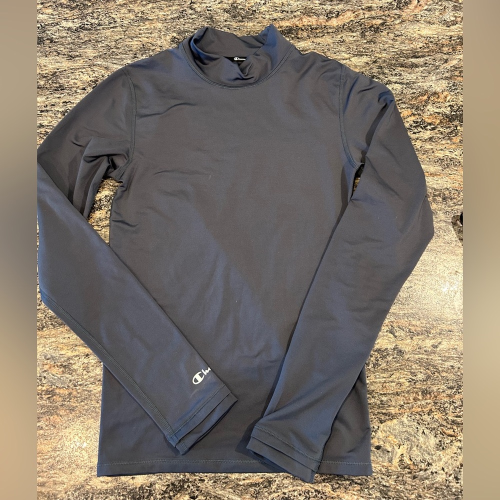 Champion Gray Performance Long Sleeve Top with Logo Detail